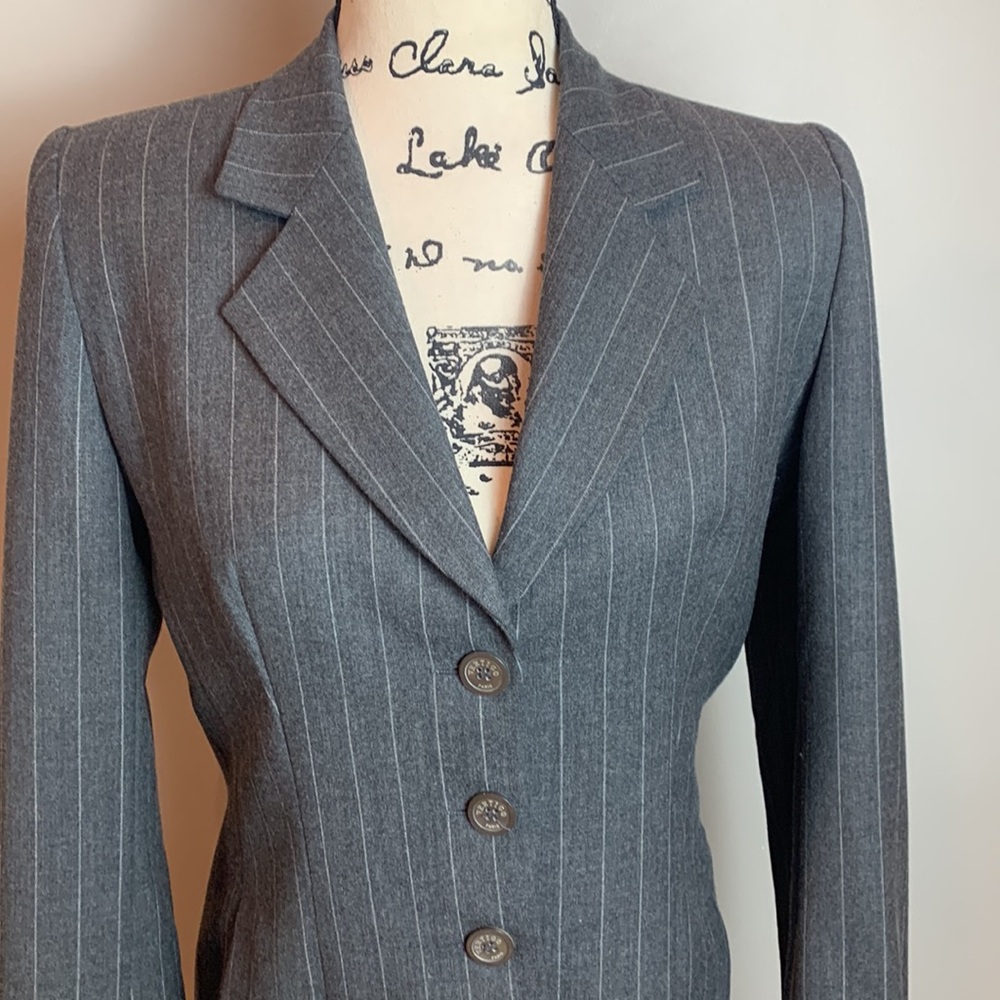 Vertigo Paris Gray Wool Pinstripe Long Blazer NEW! - Picture 4 of 10